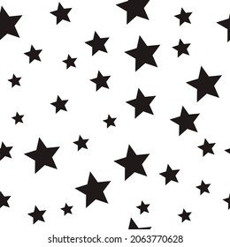 Black stars wallpaper. Vector with the most common stars, seamless pattern.