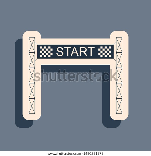 Black Starting line\
icon isolated on grey background. Start symbol. Long shadow style.\
Vector Illustration