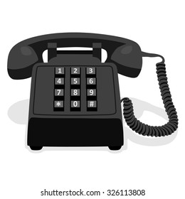 Black Stationary Phone With Button Keypad