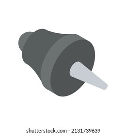 Black stationery push pin with needle for paper document vertical attaching isometric vector illustration. Metallic supply for pinned marking map place attach pointer memo reminder isometric