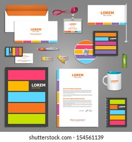 Black stationery template design with color elements. Documentation for business.