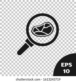 Black Steak meat in frying pan icon isolated on transparent background.  Vector Illustration