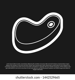 Black Steak meat icon isolated on black background. Vector Illustration