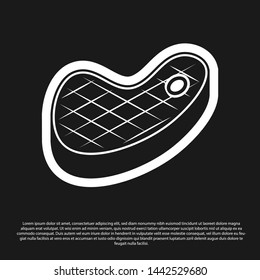 Black Steak meat icon isolated on black background. Vector Illustration