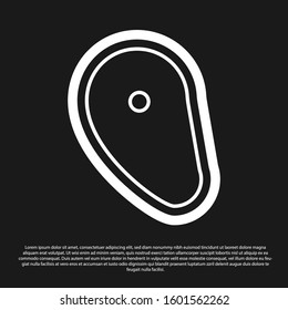 Black Steak meat icon isolated on black background.  Vector Illustration