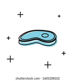 Black Steak meat icon isolated on white background.  Vector Illustration