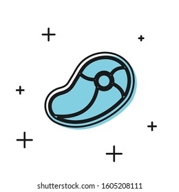 Black Steak meat icon isolated on white background.  Vector Illustration