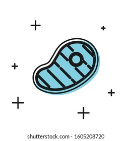 Black Steak meat icon isolated on white background.  Vector Illustration