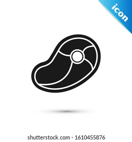 Black Steak meat icon isolated on white background.  Vector Illustration