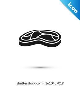 Black Steak meat icon isolated on white background.  Vector Illustration