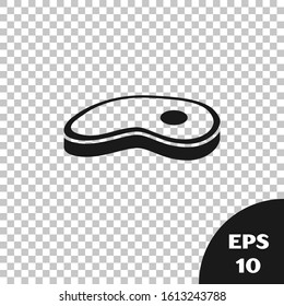Black Steak meat icon isolated on transparent background.  Vector Illustration