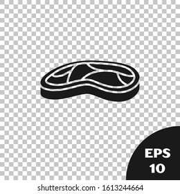 Black Steak meat icon isolated on transparent background.  Vector Illustration
