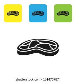 Black Steak meat icon isolated on white background. Set icons colorful square buttons. Vector Illustration