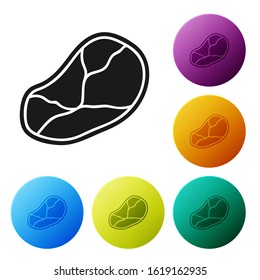Black Steak meat icon isolated on white background. Set icons colorful circle buttons. Vector Illustration