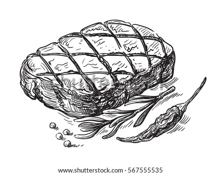 Black Steak Symbol Vector Illustration On Stock Vector (Royalty Free
