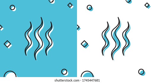 Black Steam icon isolated on blue and white background. Random dynamic shapes. Vector Illustration
