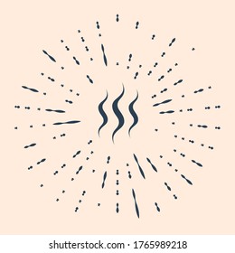 Black Steam icon isolated on beige background. Abstract circle random dots. Vector Illustration