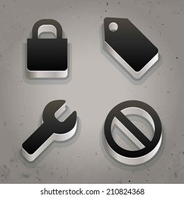 Black steel icon set