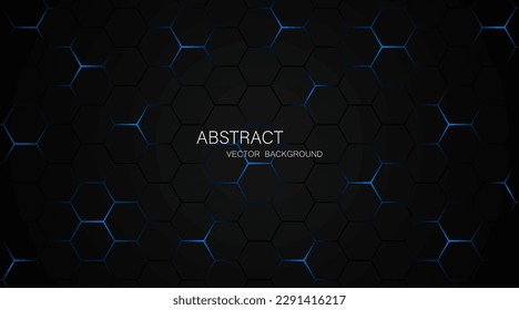 Black steel mesh background with blue glow lines with empty space for design. Modern technology innovation concept. vector illustration background
