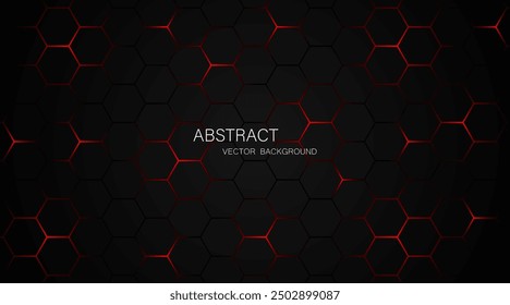 Black steel mesh background with red glow lines with empty space for design. Modern technology innovation concept. vector illustration background	