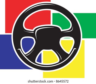 black steering wheel	