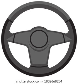 Black steering wheel. Car part in flat style.