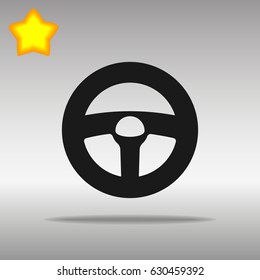 black steering wheel Icon button logo symbol concept high quality on the gray background