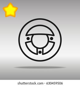 black steering wheel Icon button logo symbol concept high quality on the gray background