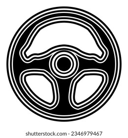 Black Steering Wheel icon design. Automobile accessories vintage monochrome vector illustration	