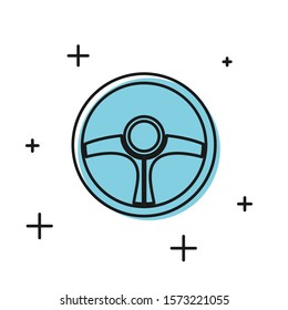 Black Steering wheel icon isolated on white background. Car wheel icon.  Vector Illustration
