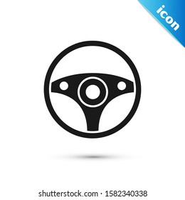 Black Steering wheel icon isolated on white background. Car wheel icon.  Vector Illustration