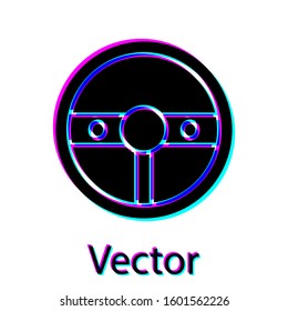 Black Steering wheel icon isolated on white background. Car wheel icon.  Vector Illustration