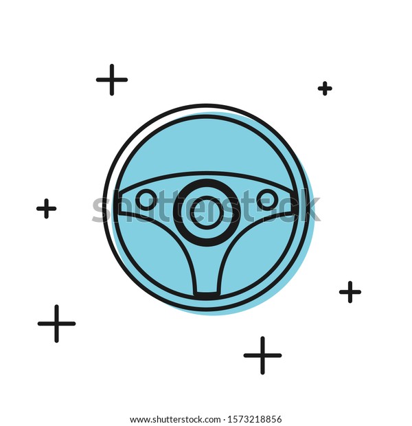 Black Steering wheel icon isolated on\
white background. Car wheel icon.  Vector\
Illustration