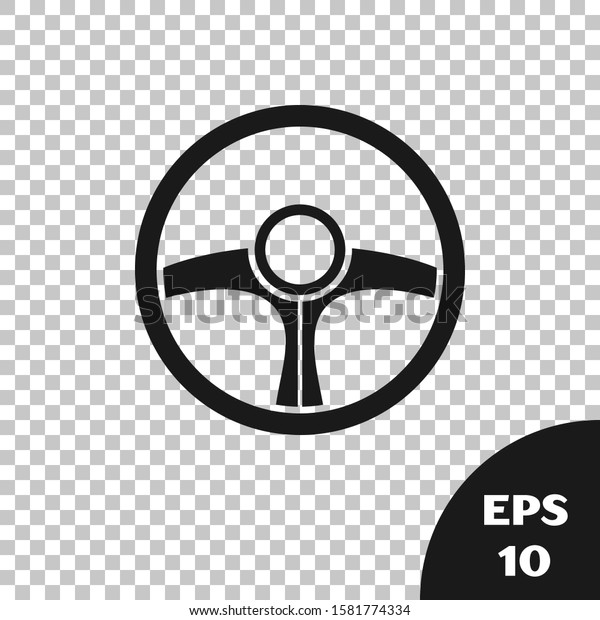 Black Steering wheel icon\
isolated on transparent background. Car wheel icon.  Vector\
Illustration