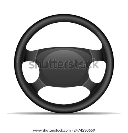 Black steering wheel isolated on white background. Vector illustration