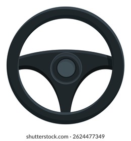 Black steering wheel providing a secure grip and precise control for drivers