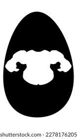 Black stencil of Easter egg with shoulder pads. Clipart. Isolated element.