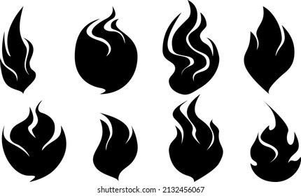 Black Stencil Flame Vector Set Stock Vector (Royalty Free) 2132456067 ...