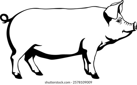 black stencil or silhouette of a pig without background