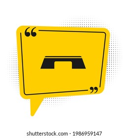 Black Step platform icon isolated on white background. Yellow speech bubble symbol. Vector