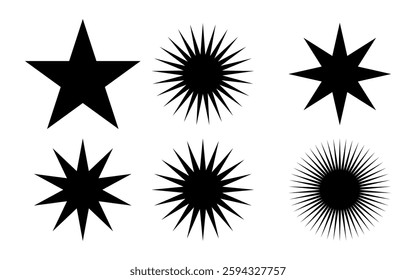 black Ster icon set vector silhouette design