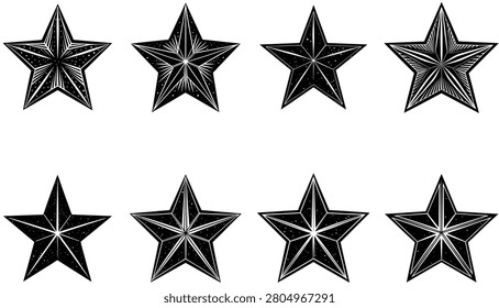 black Ster icon set vector silhouette design