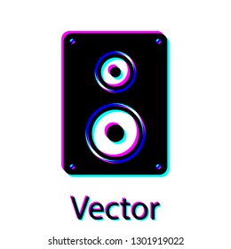 Black Stereo speaker icon isolated on white background. Sound system speakers. Music icon. Musical column speaker bass equipment. Vector Illustration