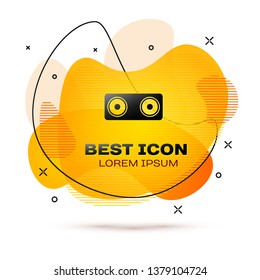Black Stereo speaker icon isolated on white background. Sound system speakers. Music icon. Musical column speaker bass equipment. Fluid color banner. Vector Illustration Black Stereo speaker icon isolated on white background. Sound system speakers. Music icon. Musical column speaker bass equipment. Fluid color banner. Vector Illustration