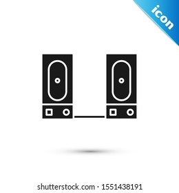 Black Stereo speaker icon isolated on white background. Sound system speakers. Music icon. Musical column speaker bass equipment.  Vector Illustration