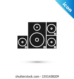 Black Stereo speaker icon isolated on white background. Sound system speakers. Music icon. Musical column speaker bass equipment.  Vector Illustration