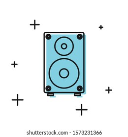 Black Stereo speaker icon isolated on white background. Sound system speakers. Music icon. Musical column speaker bass equipment.  Vector Illustration