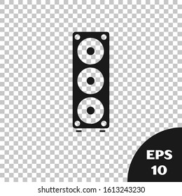 Black Stereo speaker icon isolated on transparent background. Sound system speakers. Music icon. Musical column speaker bass equipment.  Vector Illustration