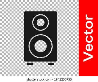 Black Stereo speaker icon isolated on transparent background. Sound system speakers. Music icon. Musical column speaker bass equipment.  Vector