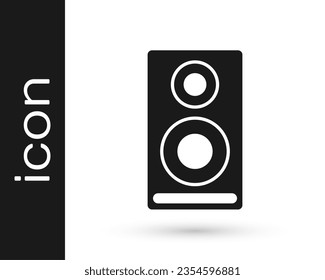 Black Stereo speaker icon isolated on white background. Sound system speakers. Music icon. Musical column speaker bass equipment.  Vector